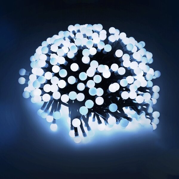 Aigostar - Catena luminosa natalizia LED per esterni 100xLED/8 funzioni 3xAA 10,3 m IP44 bianco freddo