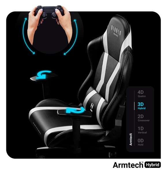 Sedia da gaming Diablo X-Horn 2.0 King Size: Nero-Bianco