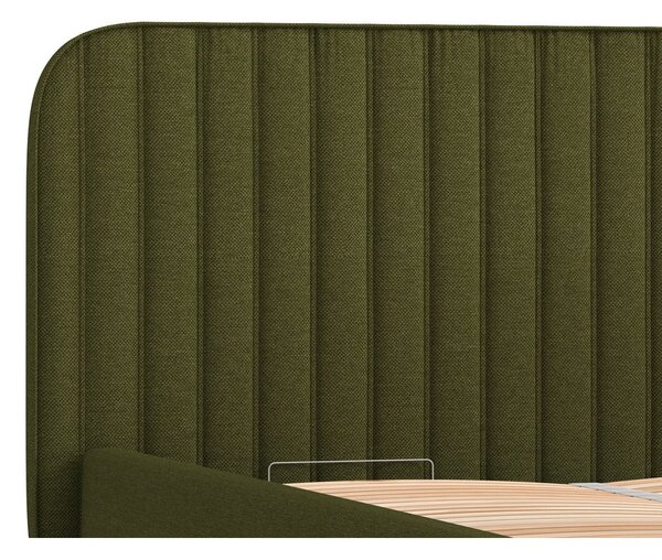 Letto matrimoniale imbottito verde con spazio contenitivo e rete 180x200 cm Noto - Maison de Rêve