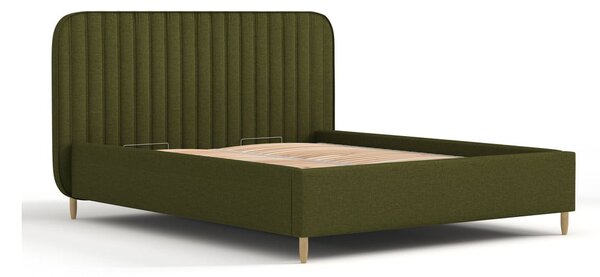 Letto matrimoniale imbottito verde con spazio contenitivo e rete 180x200 cm Noto - Maison de Rêve