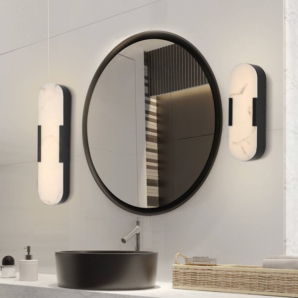 Searchlight Applique da parete Opaline, dimmerabile, Nero, Bagno, Metallo, Applique