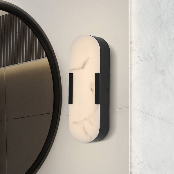 Searchlight Applique da parete Opaline, dimmerabile, Nero, Bagno, Metallo, Applique