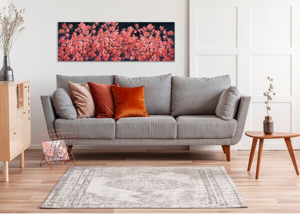 Agave Quadro moderno con fiori dipinto a mano su tela "Cherry Blossom2" 150x50 -