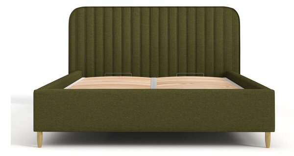 Letto matrimoniale imbottito verde con spazio contenitivo e rete 180x200 cm Noto - Maison de Rêve