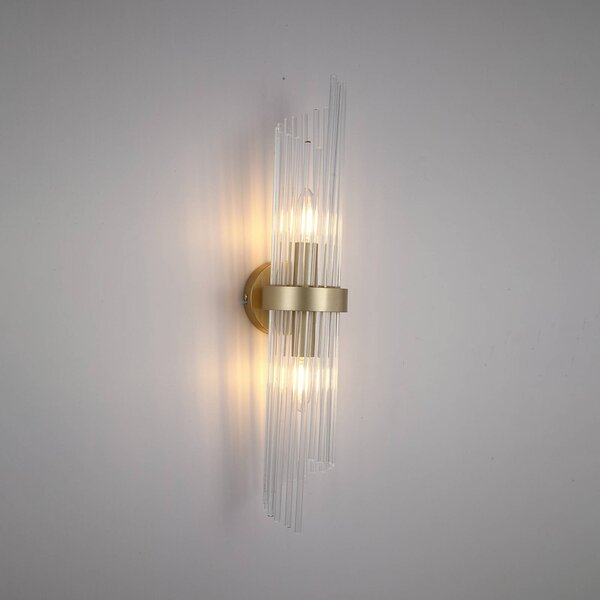 Searchlight Applique da parete Lara, dimmerabile, Ottone / Oro, Soggiorno / Sala da pranzo, Vetro, Applique