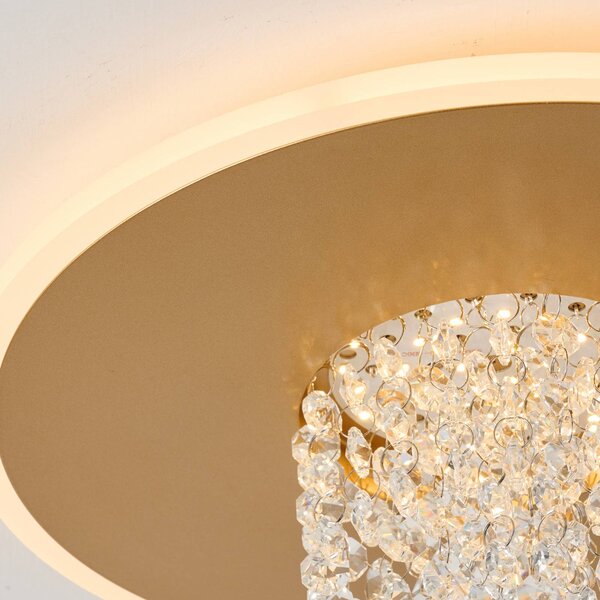Searchlight Plafoniera a LED Deluge, dimmerabile, Ottone / Oro, Soggiorno / Sala da pranzo, Metallo, Plafoniera LED