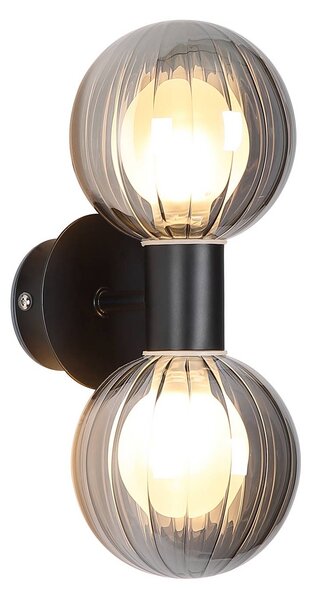 Searchlight Applique da parete Lumisphere, dimmerabile, Nero, Bagno, Vetro, Applique