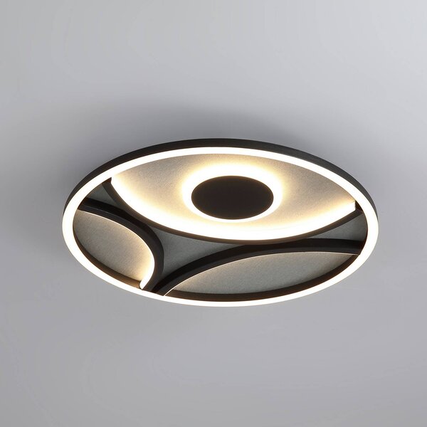 Searchlight Plafoniera a LED Zendisc, dimmerabile, Nero, Soggiorno / Sala da pranzo, Metallo, Moderno, Plafoniera LED