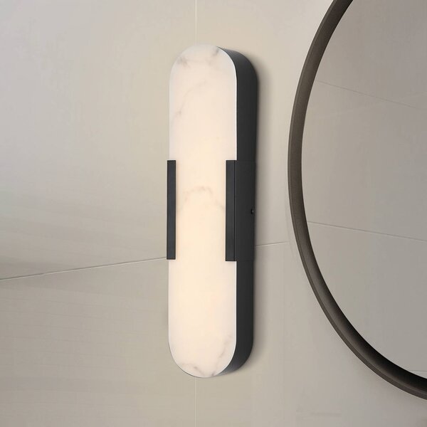Searchlight Applique da parete Opaline, dimmerabile, Nero, Bagno, Metallo, Applique