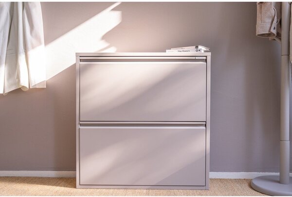 Scarpiera grigio tortora in metallo con ante ribaltabili 75x77,5x22,5 cm Billy – Spinder Design