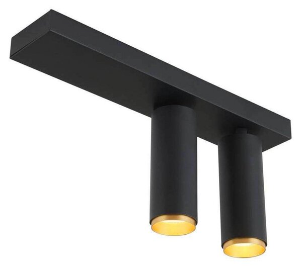 LOOM DESIGN Faretto da soffitto a LED X-Beam, 2 luci, nero dimmerabile, Nero, Soggiorno / Sala da pranzo, Alluminio, Moderno