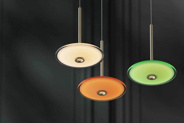 LOOM DESIGN lampada LED a sospensione Solene, verde, vetro, Ø 20, dimmerabile, Verde, Soggiorno / Sala da pranzo, Vetro, Moderno