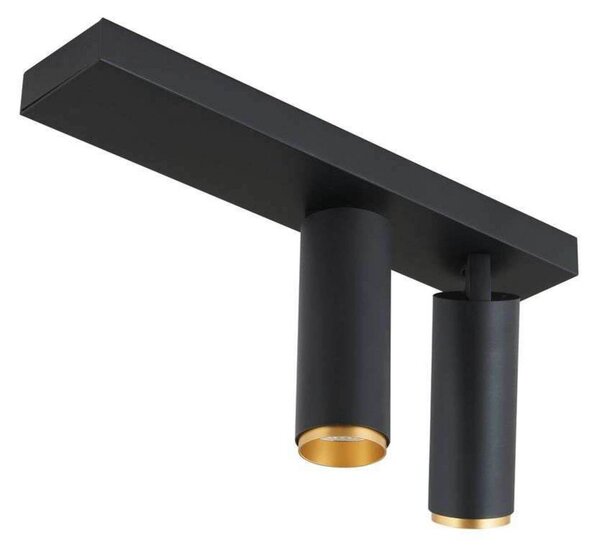 LOOM DESIGN Faretto da soffitto a LED X-Beam, 2 luci, nero dimmerabile, Nero, Soggiorno / Sala da pranzo, Alluminio, Moderno