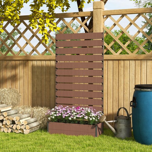 Outsunny Fioriera multiuso rialzata con griglia per piante rampicanti bacino per, legno composito-plastica e alluminio, Nero | Aosom Italy