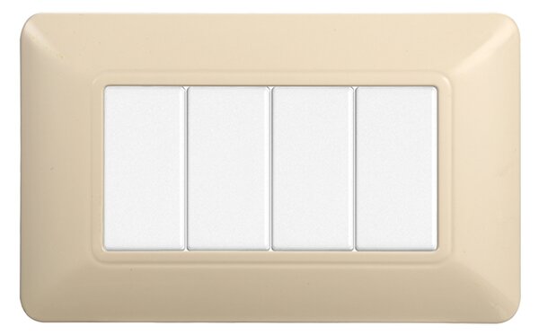 Placca 4 moduli 504 in plastica sabbia compatibile anche con BTicino Matix