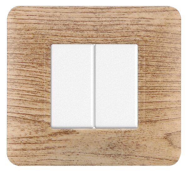 Placca 2 moduli 502 in plastica legno chiaro compatibile anche con BTicino Matix