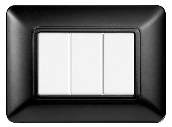 Placca 3 moduli 503 in plastica acciaio scuro compatibile anche con BTicino Matix