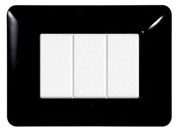Placca 3 moduli 503 in plastica nera compatibile anche con BTicino Matix