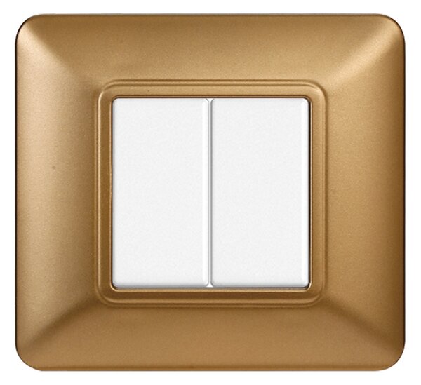 Placca 2 moduli 502 in plastica oro compatibile anche con BTicino Matix