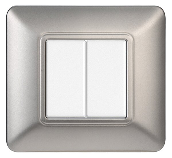 Placca 2 moduli 502 in plastica argento compatibile anche con BTicino Matix