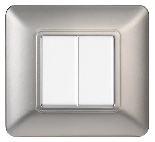 Placca 2 moduli 502 in plastica argento compatibile anche con BTicino Matix