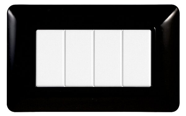 Placca 4 moduli 504 in plastica nera compatibile anche con BTicino Matix