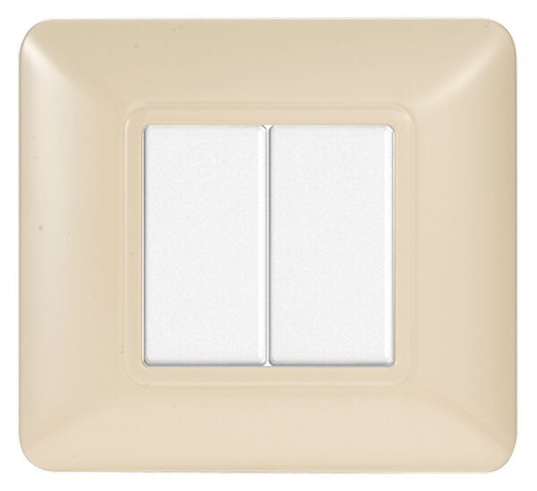 Placca 2 moduli 502 in plastica sabbia compatibile anche con BTicino Matix