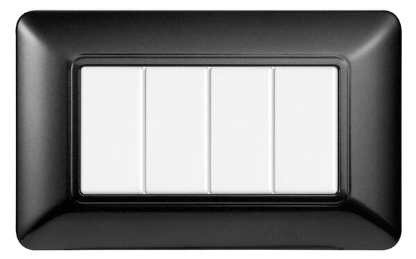 Placca 4 moduli 504 in plastica acciaio scuro compatibile anche con BTicino Matix