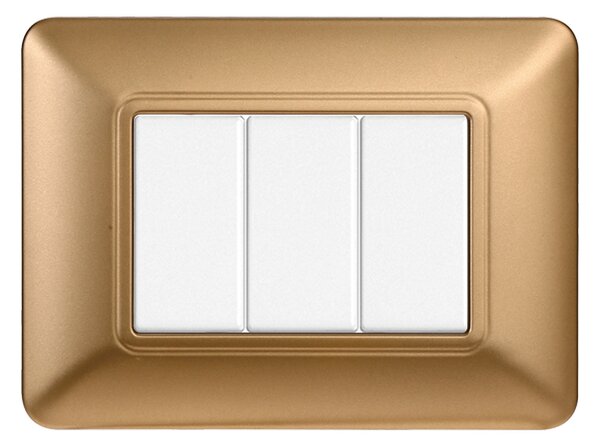 Placca 3 moduli 503 in plastica oro compatibile anche con BTicino Matix