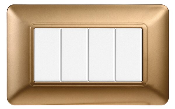 Placca 4 moduli 504 in plastica oro compatibile anche con BTicino Matix