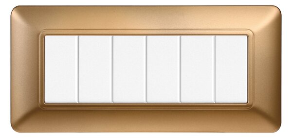 Placca 6 moduli 506 in plastica oro compatibile anche con BTicino Matix