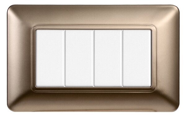 Placca 4 moduli 504 in plastica bronzo compatibile anche con BTicino Matix