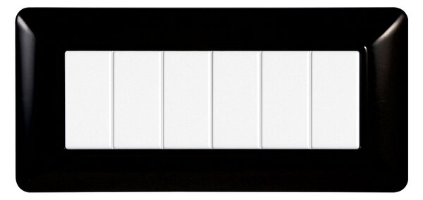 Placca 6 moduli 506 in plastica nera compatibile anche con BTicino Matix