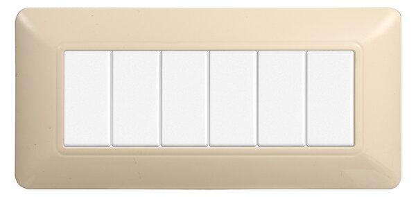 Placca 6 moduli 506 in plastica sabbia compatibile anche con BTicino Matix