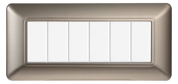 Placca 6 moduli 506 in plastica titanio compatibile anche con BTicino Matix