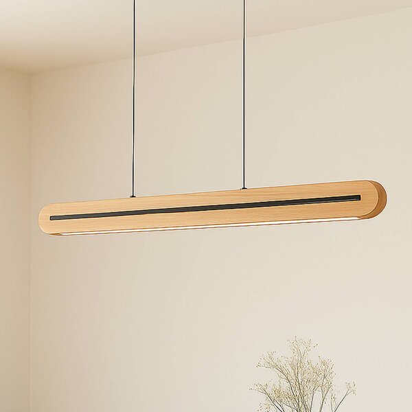 Lampada a sospensione Darnor Lucande, dimmerabile, Legno chiaro, Soggiorno / Sala da pranzo, Legno, Moderno, Lampada a sospensione