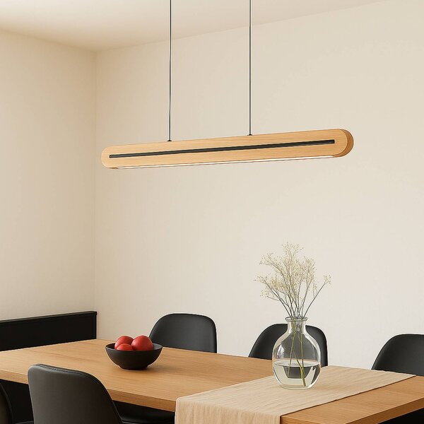 Lampada a sospensione Darnor Lucande, dimmerabile, Legno chiaro, Soggiorno / Sala da pranzo, Legno, Moderno, Lampada a sospensione