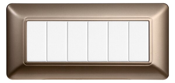 Placca 6 moduli 506 in plastica bronzo compatibile anche con BTicino Matix