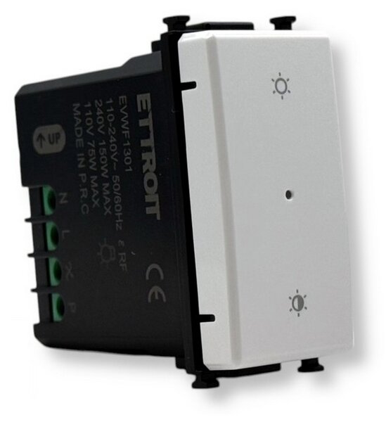 Interruttore Dimmer Wi-Fi Tuya bianco compatibile anche con Vimar Plana