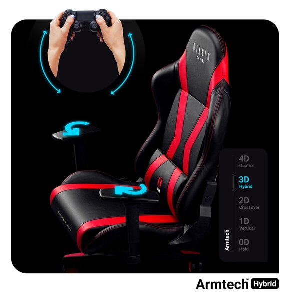 Sedia da scrivania Diablo X-Horn 2.0 Small: Nero-Rosso
