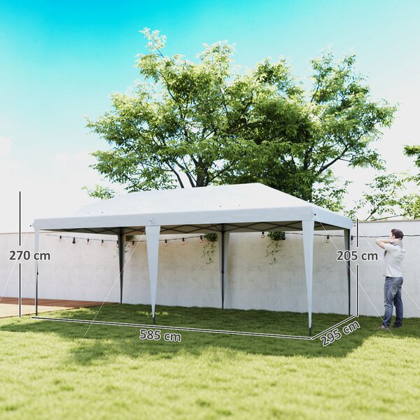 Outsunny Gazebo Pieghevole da Giardino Pop-up, Tendone per Feste con Sacca di Trasporto, 6x3 m, Bianco | Aosom Italy
