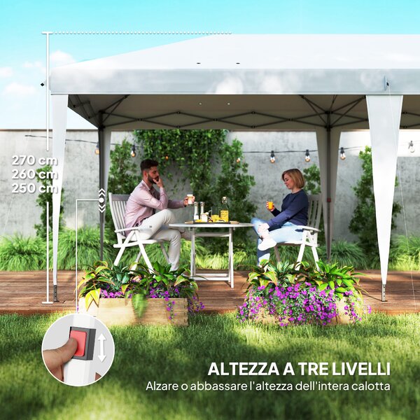 Outsunny Gazebo Pieghevole da Giardino Pop-up, Tendone per Feste con Sacca di Trasporto, 6x3 m, Bianco | Aosom Italy
