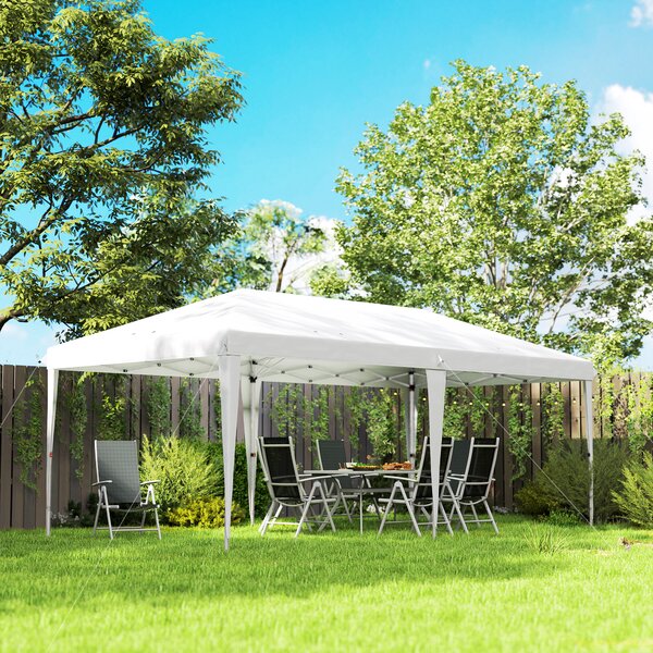 Outsunny Gazebo Pieghevole da Giardino Pop-up, Tendone per Feste con Sacca di Trasporto, 6x3 m, Bianco | Aosom Italy