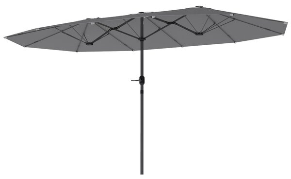Outsunny Ombrellone Doppio 436 x 260 cm, Protezione UV Ombrellone in Acciaio con Manovella, Grigio scuro