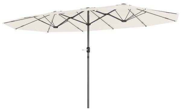 Outsunny Ombrellone doppio 436 x 260 cm, Protezione UV, Ombrellone in acciaio con manovella, Beige