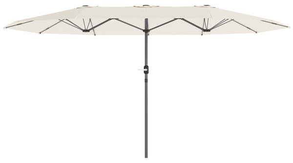 Outsunny Ombrellone doppio 436 x 260 cm, Protezione UV, Ombrellone in acciaio con manovella, Beige