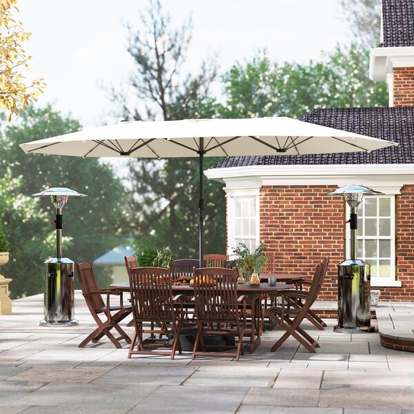 Outsunny Ombrellone doppio 436 x 260 cm, Protezione UV, Ombrellone in acciaio con manovella, Beige