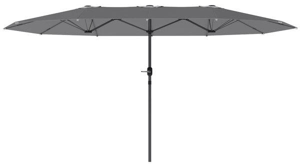 Outsunny Ombrellone Doppio 436 x 260 cm, Protezione UV Ombrellone in Acciaio con Manovella, Grigio scuro