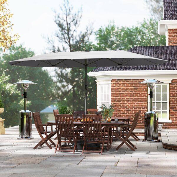 Outsunny Ombrellone Doppio 436 x 260 cm, Protezione UV Ombrellone in Acciaio con Manovella, Grigio scuro