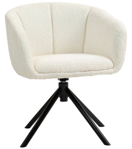 HOMCOM Poltrona, sedia imbottita con seduta confortevole, girevole, rivestimento accogliente, fino a 120 kg, Bianco crema